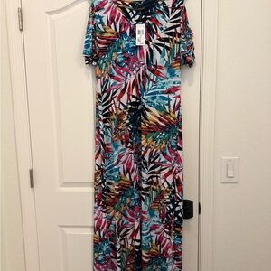 Connected Apparel Multicolor Cold-Shoulder Maxi